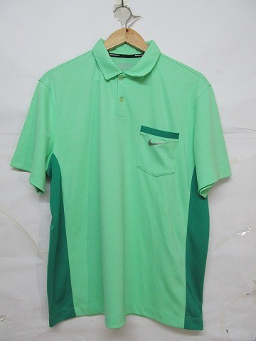 NIKE GOLF ナイキ DRIFIT ゴルフウエア 半袖 ポロシャツ 吸汗速乾 XL 緑 b18334_画像1