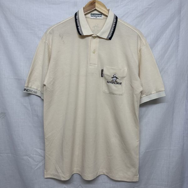 Munsingwear マンシングウェア デサント製 ゴルフウェア ポイント刺繍 半袖 ポロシャツ トップス メンズ ベージュ MA b18381_画像1