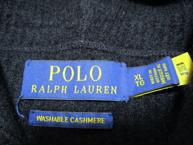 POLO ポロラルフローレン カシミヤ 100% 前V ニットパーカー 黒 XL_画像6