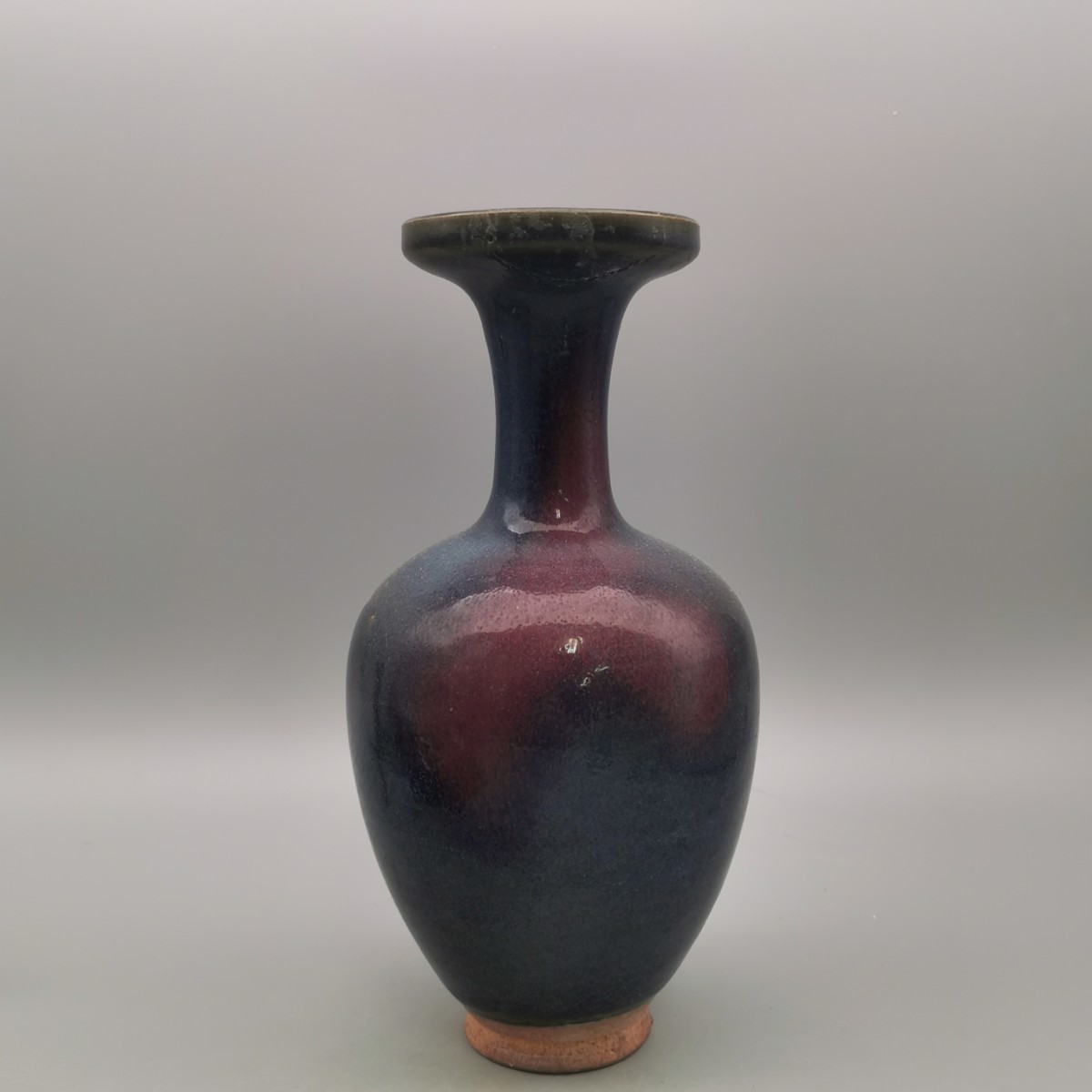 中国 宋代 鈞窯 窯変 紅斑 花瓶 花入 時代物 藏出 高さ24.5cm