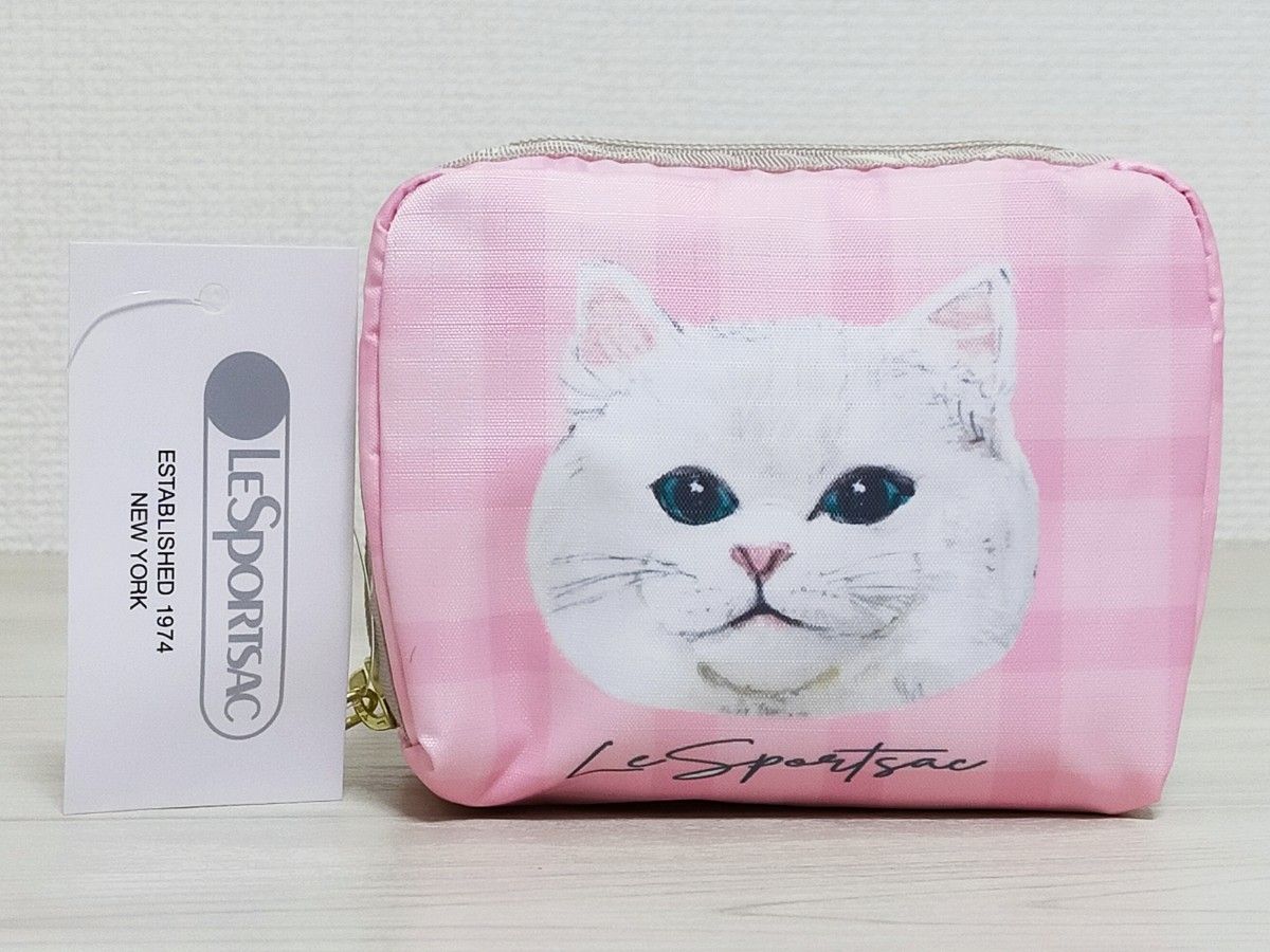 感謝セール↓完売品【新品】レスポートサック キャットデイ ポーチ猫柄 ピンク