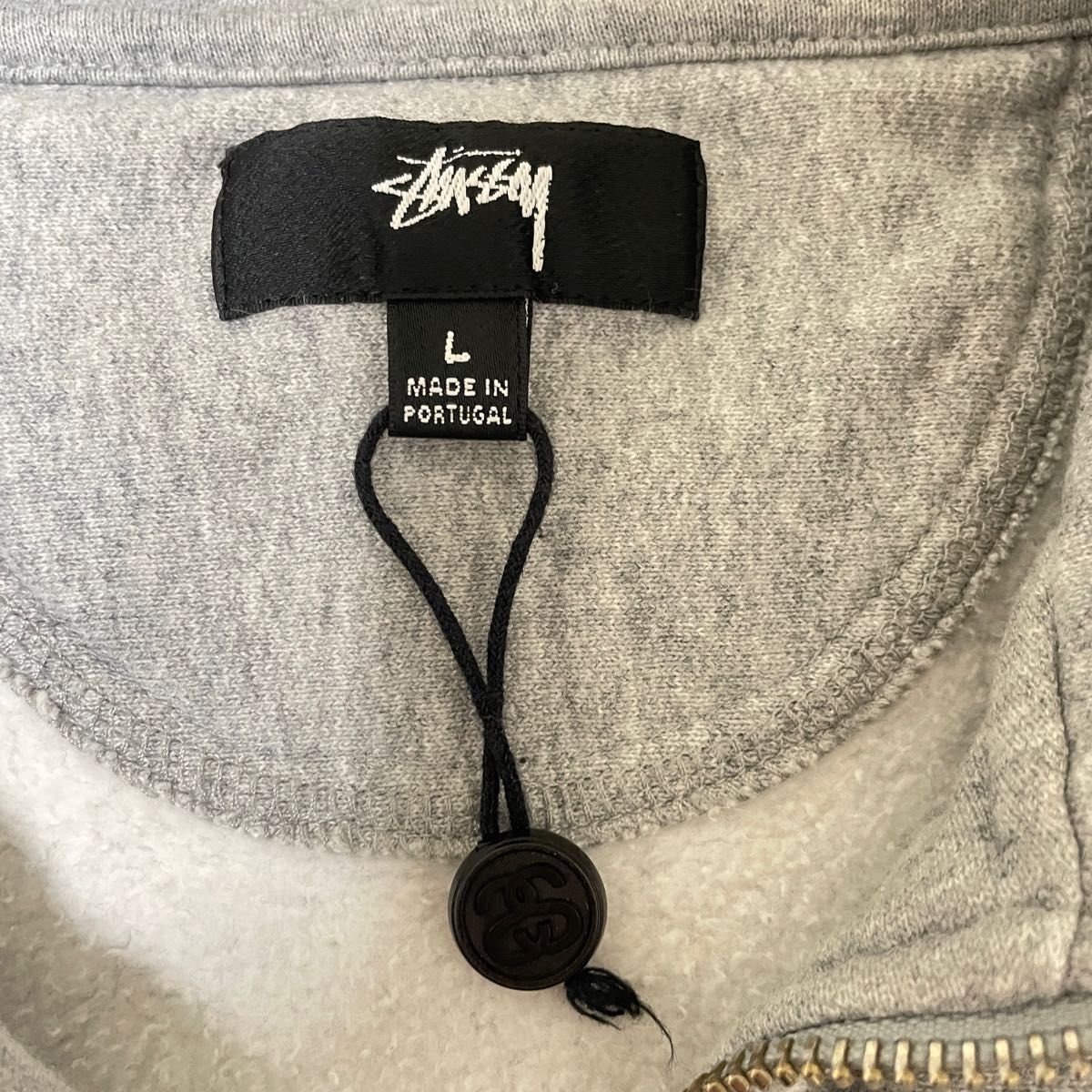 STUSSY ハーフジップ スウェット モックネック ライトグレー Lサイズ