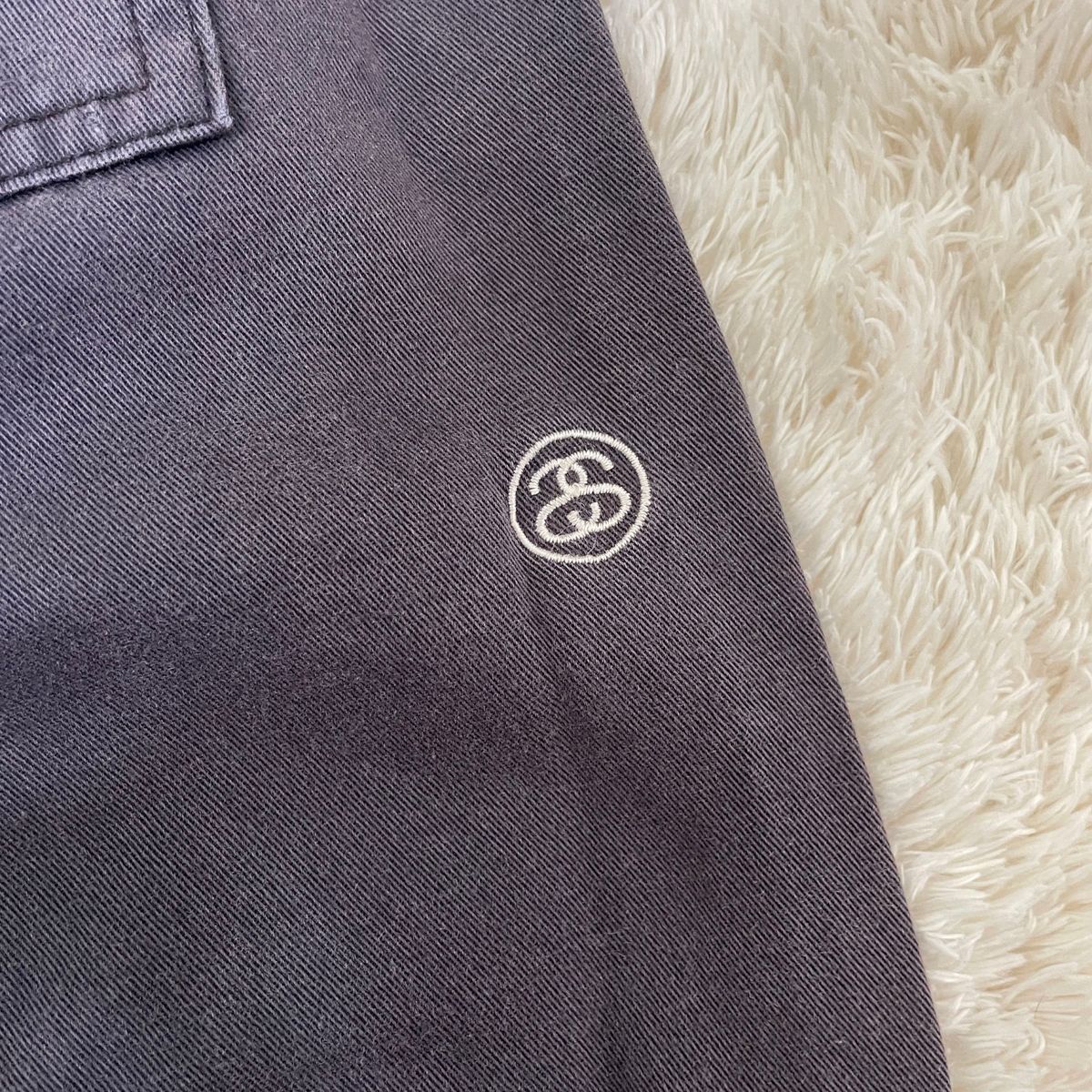 STUSSY ベイカーパンツ フェードブラック SSリンクロゴ刺繍 Mサイズ-