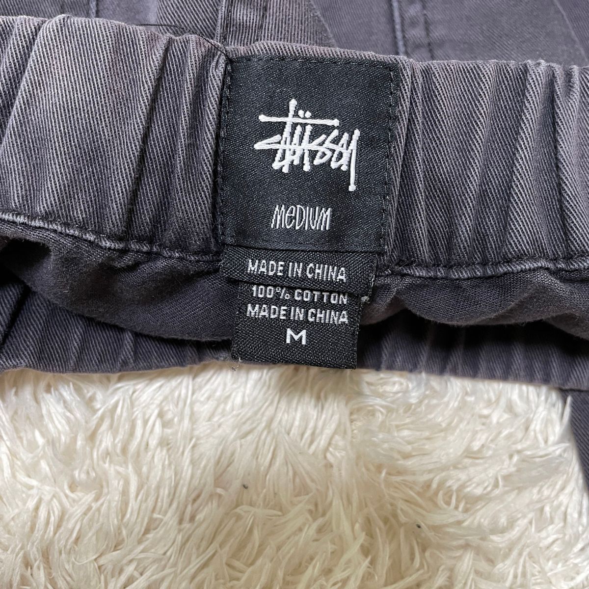 STUSSY ベイカーパンツ フェードブラック SSリンクロゴ刺繍 Mサイズ-