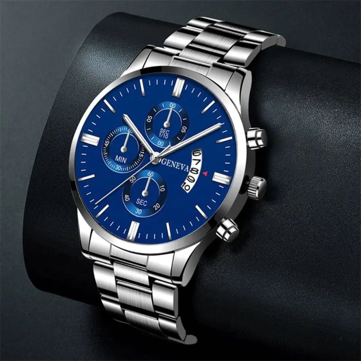 高級ファッションメンズ腕時計シルバーステンレス鋼クォーツ腕時計メンズビジネス腕時計男性カレンダー高品質 高級腕時計