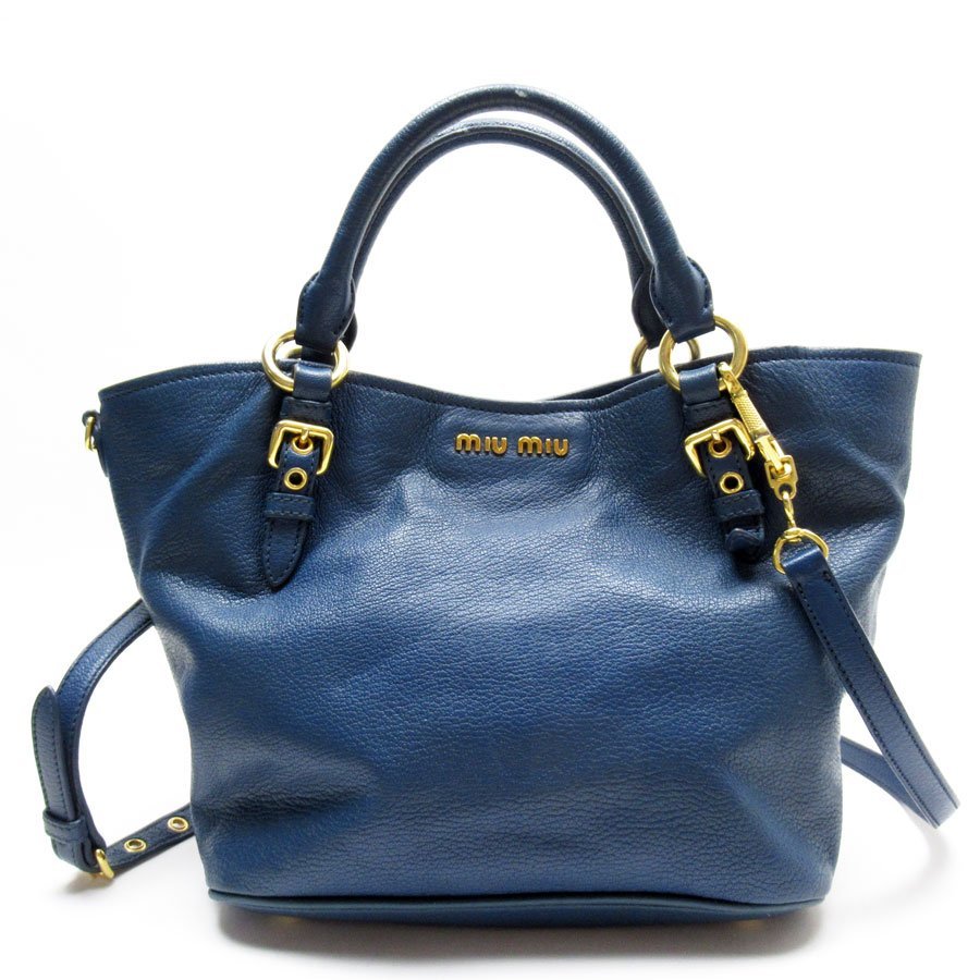  MiuMiu MIUMIU handbag diagonal .. shoulder bag leather blue t19024a