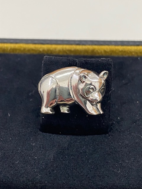☆ダンヒル Dunhill ピンブローチ ピンバッジ SV925 パンダ ギャラ付き
