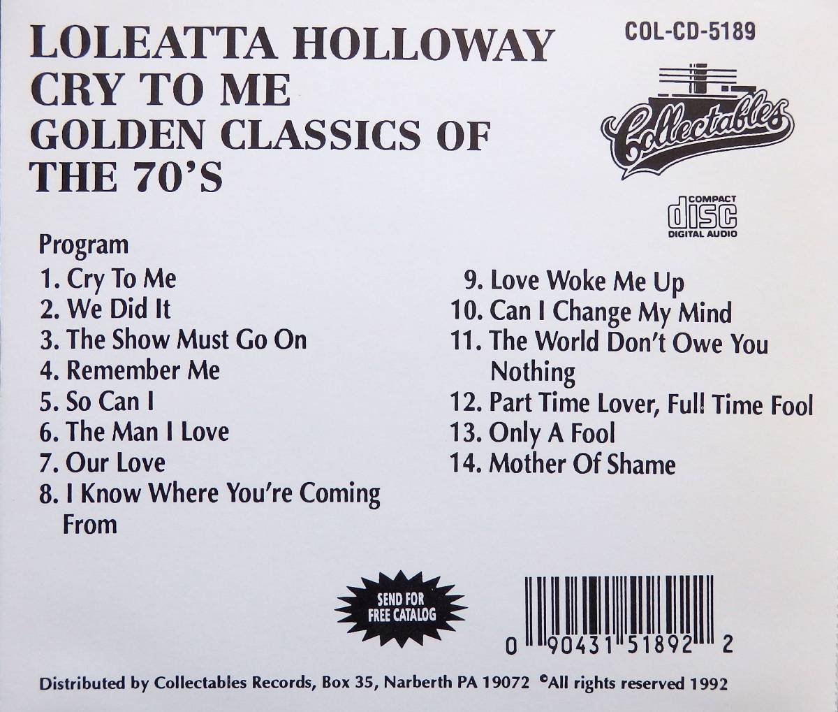 【希少国内流通仕様盤/帯＆解説インサート付き/全国無料発送】 LOLEATTA HOLLOWAY / Cry To Me ・ Golden Classics Of The 70's_画像6