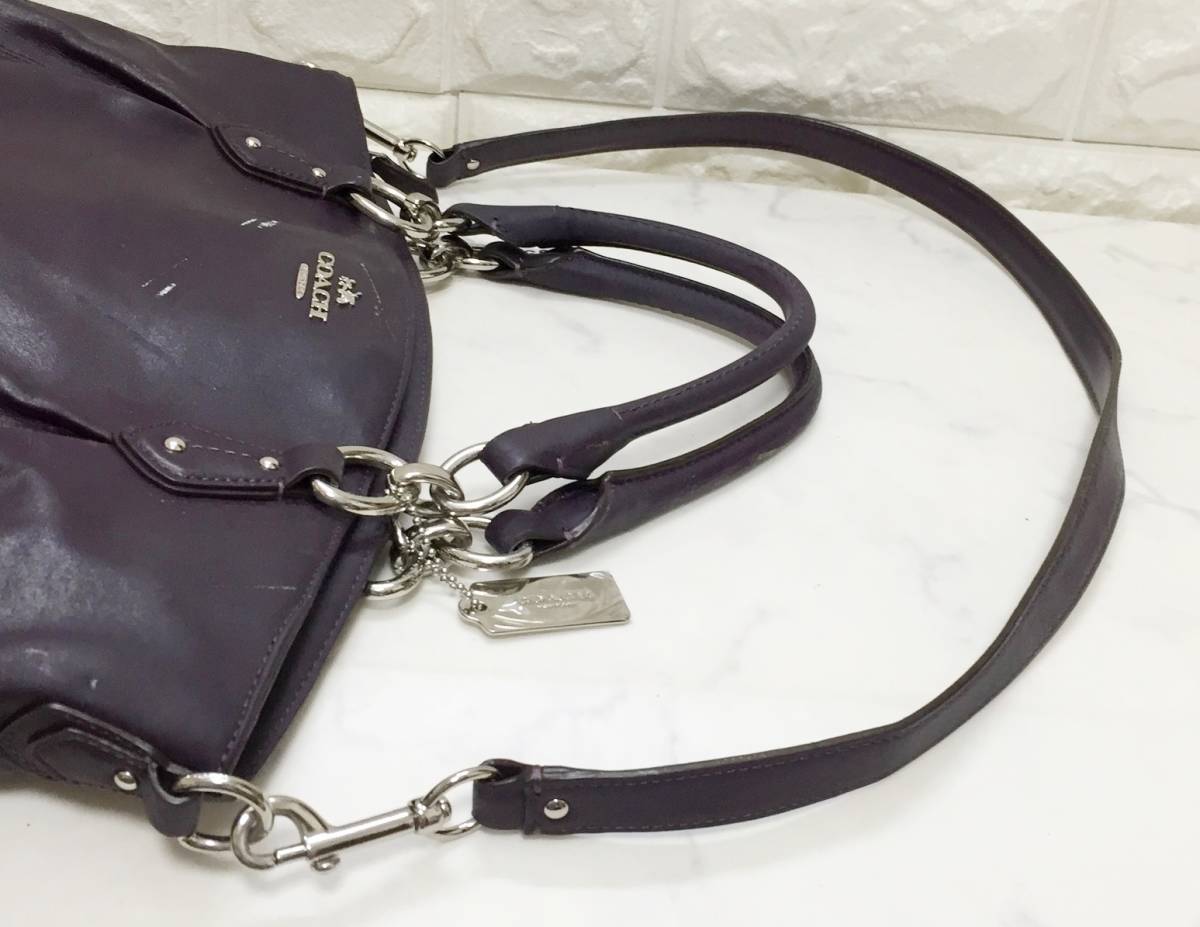 no16699 COACH コーチ 本革 レザー 2way ショルダー トート バッグ_画像7