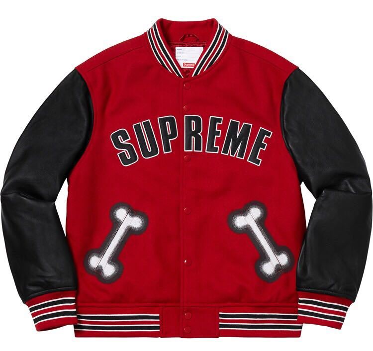 supreme Bone Varsity Jacket Red サイズ L シュプリーム_画像1