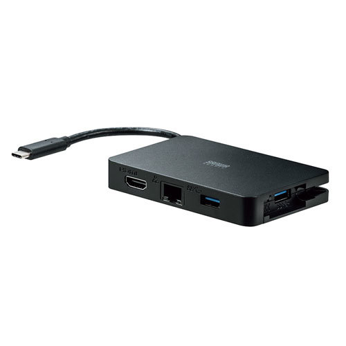 USB Type C-マルチ変換アダプタ 4K60Hz ブラック 14cm USB TypeC-HDMI+USB3.0+ギガビットLAN サンワサプライ AD-ALCMH60L 送料無料 新品