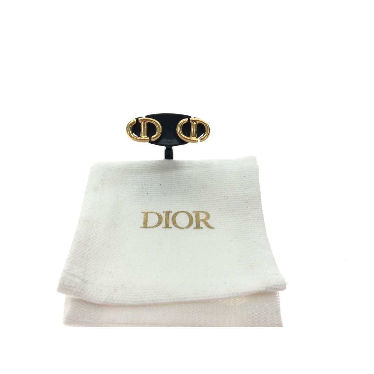 ▼▼ Christian Dior クリスチャンディオール レディースアクセサリー CD Navy スタッドピアス メタル(GP) ゴールド金 やや傷や汚れあり_画像3