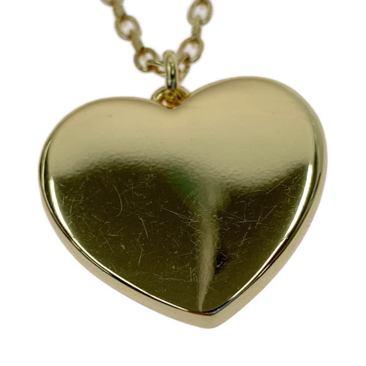 00 COACH Coach heart motif necklace pendant C7947 pink x Gold a little scratch . dirt equipped 