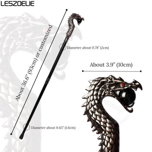 AC030: gorgeous dark style Dragon head removed possibility walking stick black ball man . woman 