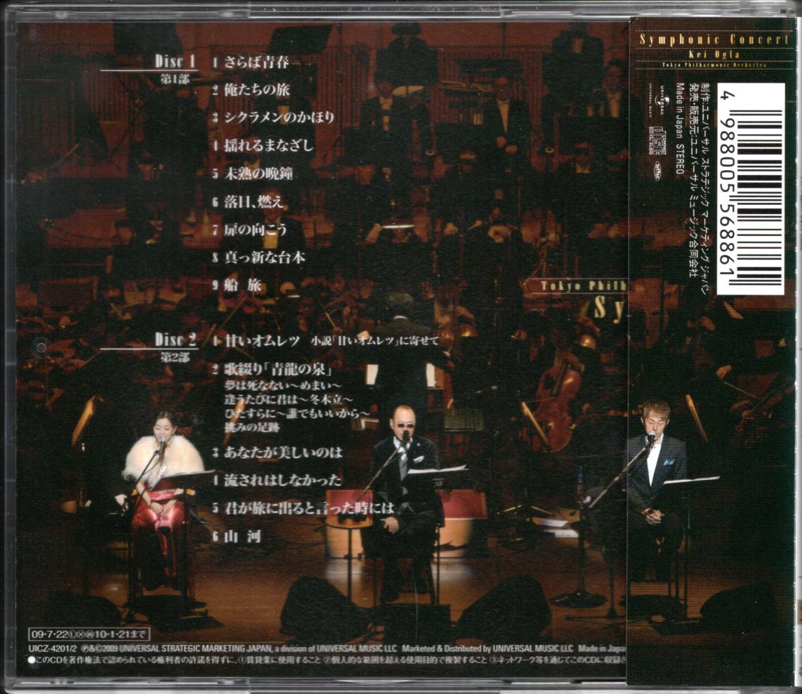 【中古CD】小椋佳、東京フィルハーモニー交響楽団/シンフォニック・コンサート/2枚組_画像2