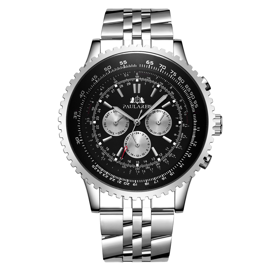【日本未発売品】最落なし【PAULAREIS】最新モデル 腕時計 50mm Classic Luxury 自動巻き ROLEXオマージュ Black type