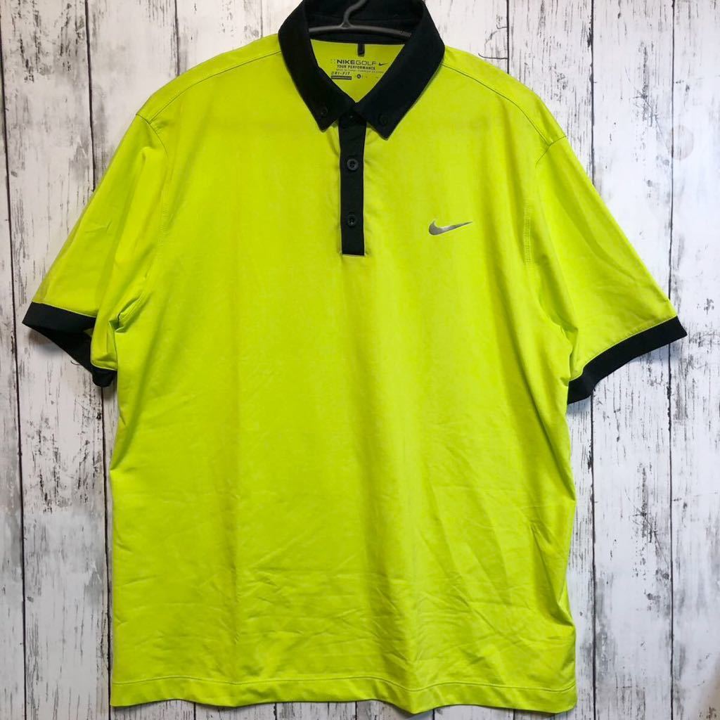 【NIKE GOLF】ナイキゴルフ 半袖シャツ メンズ XL ライト黄緑色 送料無料！_画像1