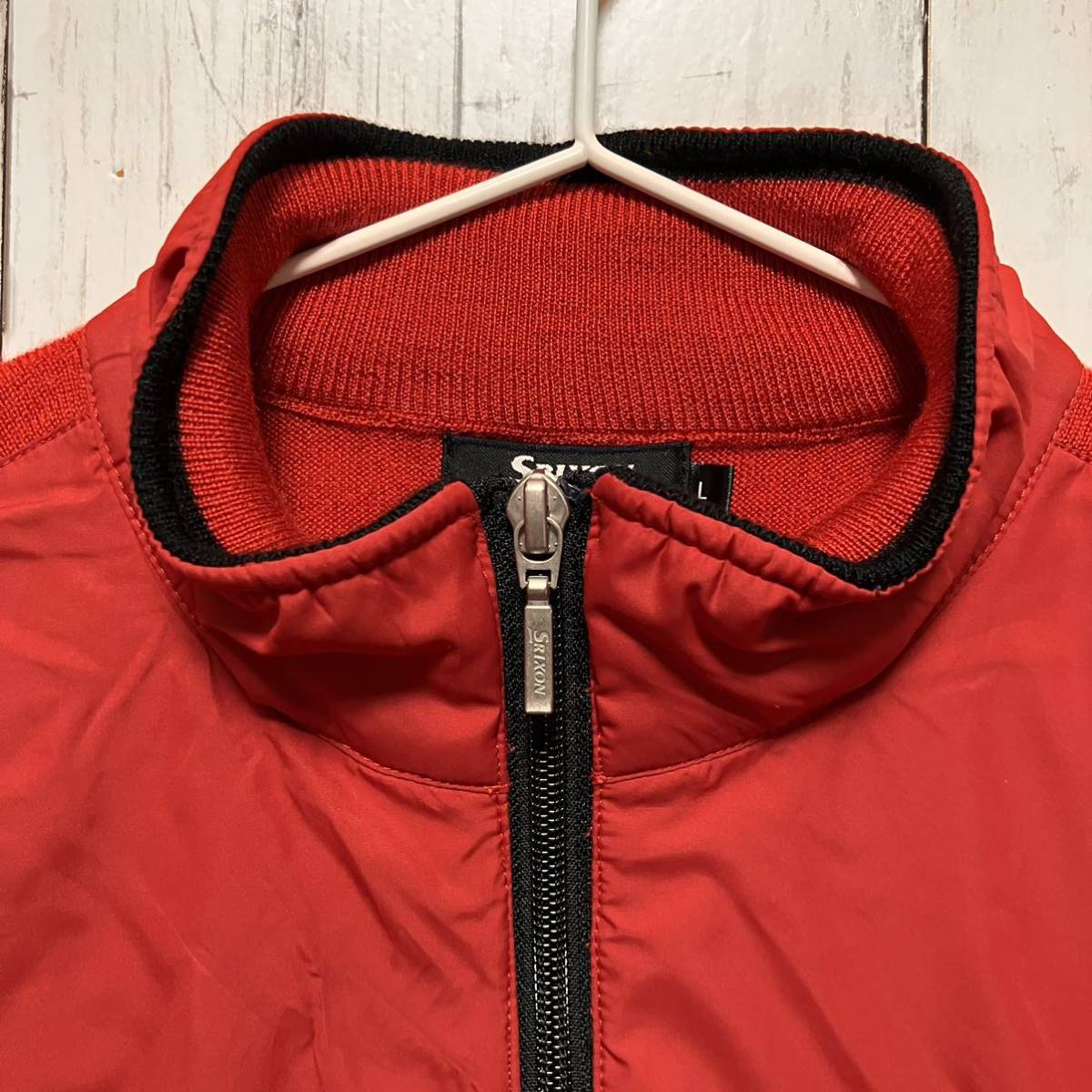 【SRIXON】スリクソン ゴルフ メンズ ニットジャケット Lサイズ ジップアップ 赤 ウール50% 送料無料