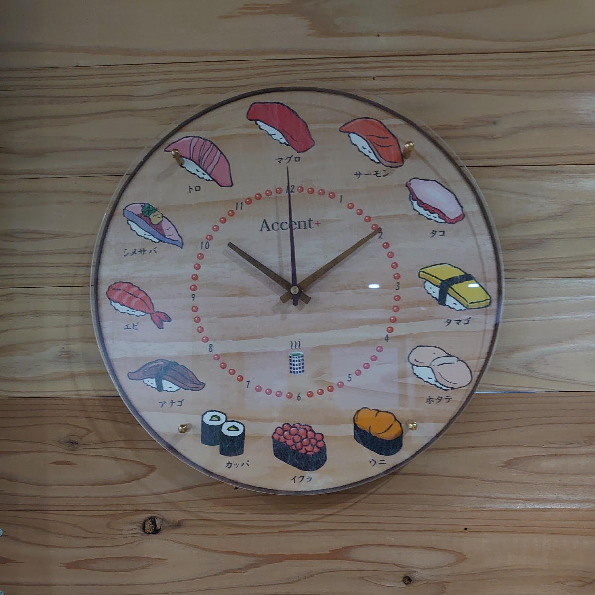 オリジナル時計 直径30cm 奥行5cm 握り寿司デザイン-