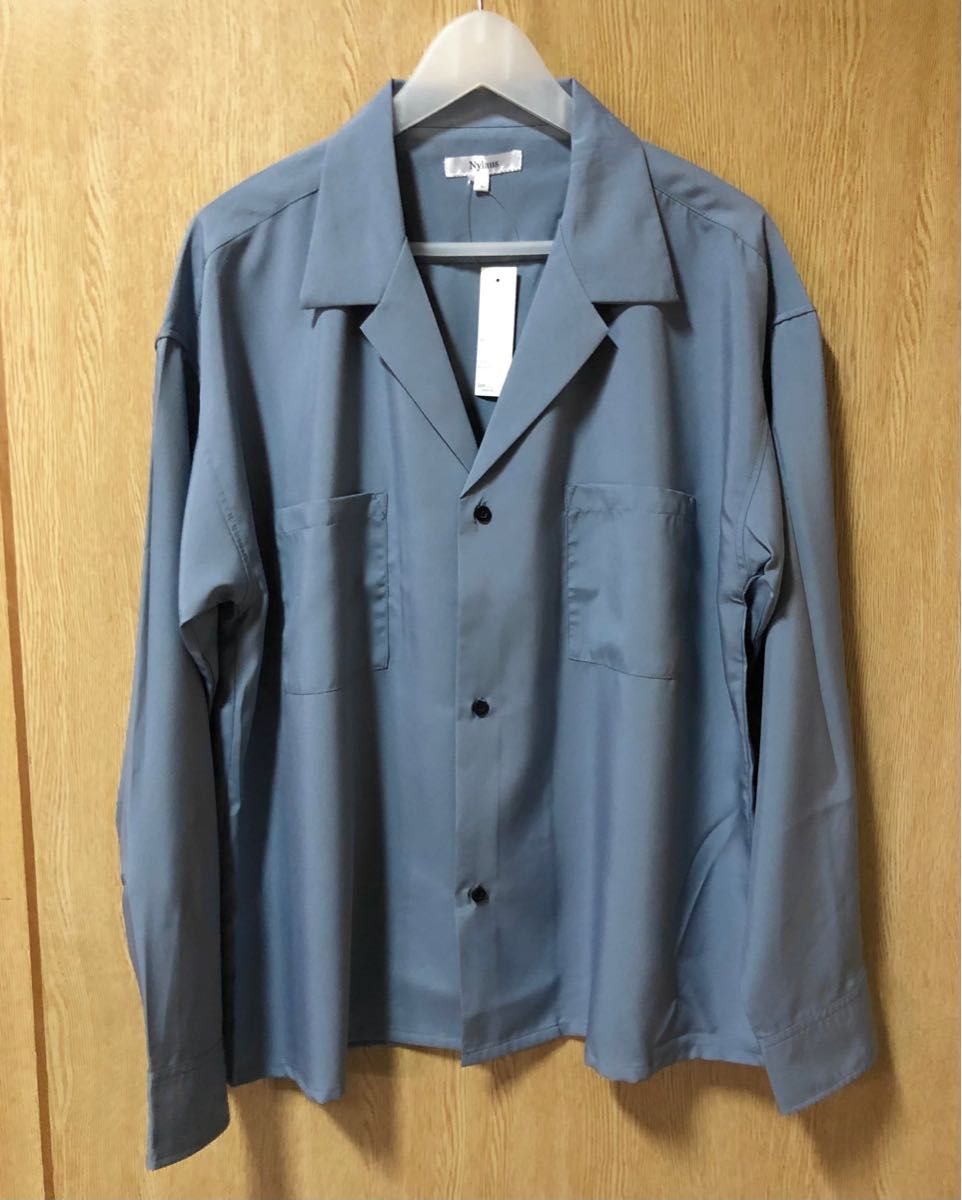 新品 Rocky Monroe オーバーサイズ オープンカラーシャツ&テーパードパンツ セットアップ L ブルー 送料無料