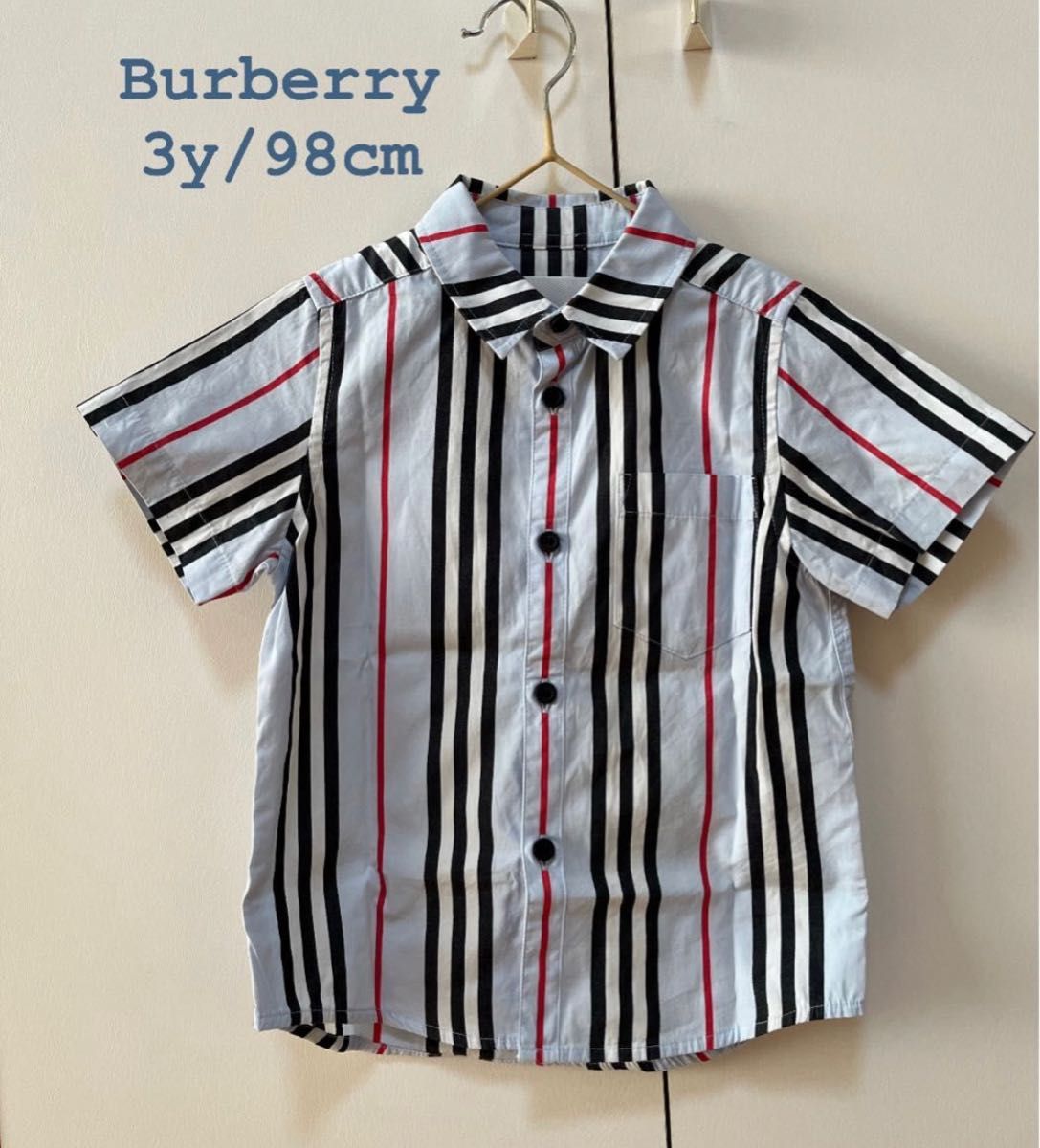 【中古品】Burberry バーバリー　キッズ　3y 98cm 襟付き 半袖 シャツ