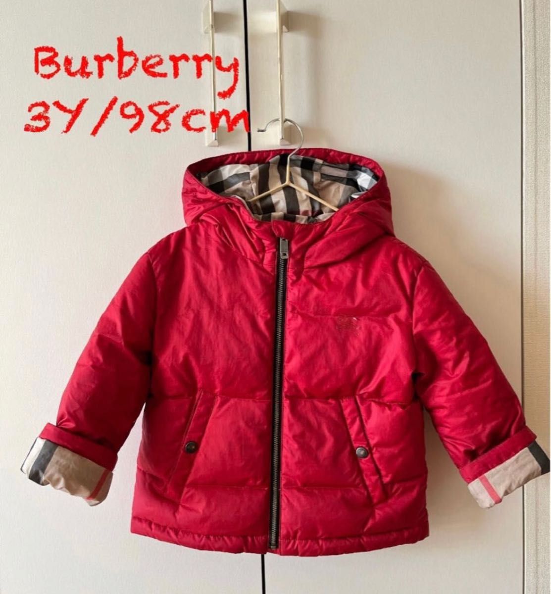 【中古品】　Burberry バーバリー　キッズ ダウンジャケット　フード付き　バーバリーチェック　3y