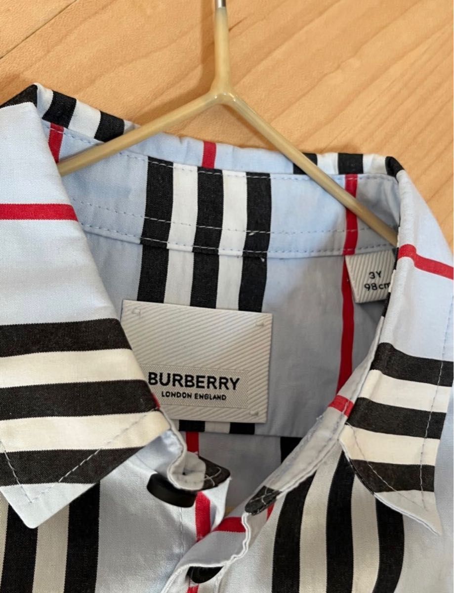 【中古品】Burberry バーバリー　キッズ　3y 98cm 襟付き 半袖 シャツ