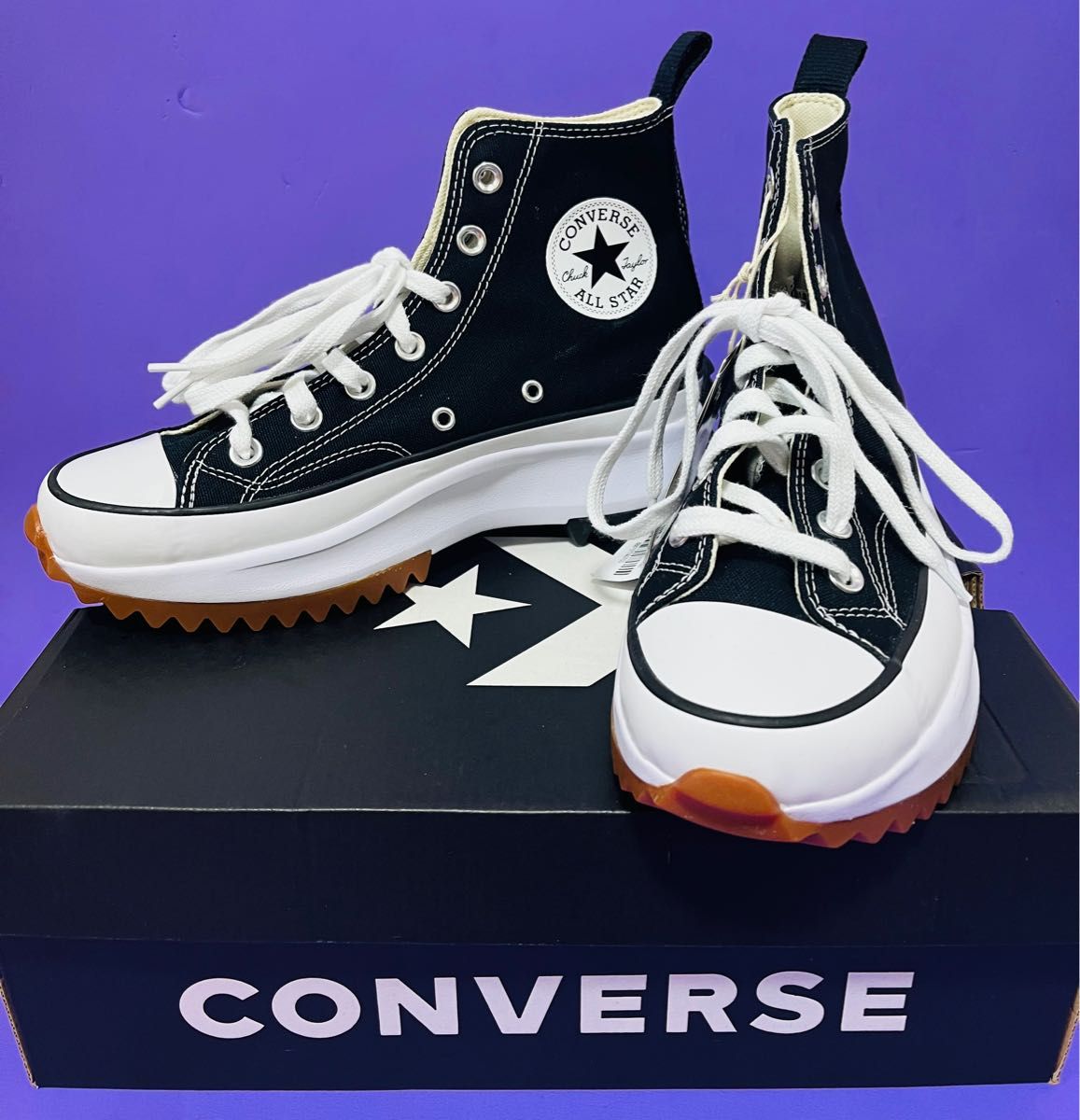 24 新品.本物.韓国限定　CONVERSE コンバース　ランスターハイク　厚底　黒　ブラック