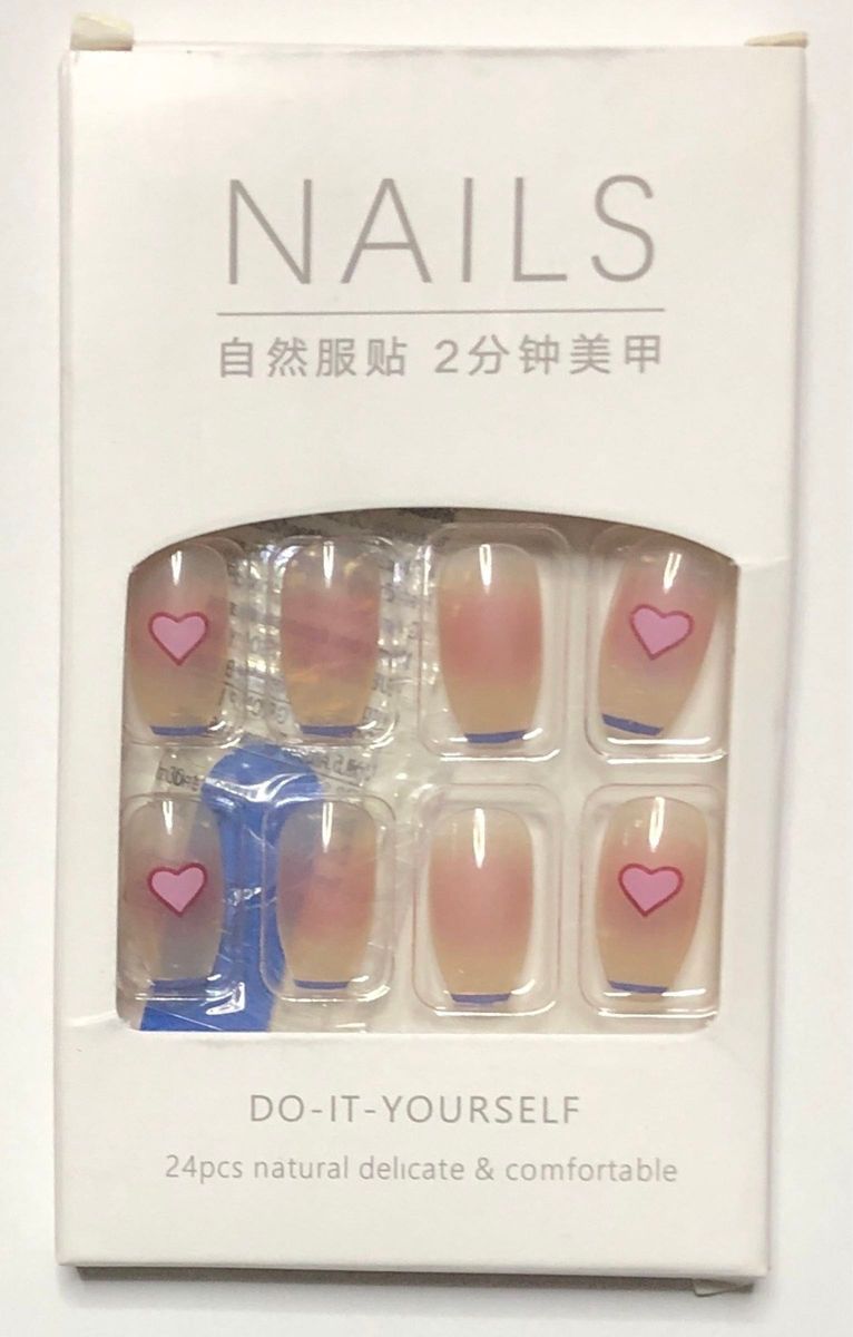 ネイルチップ 付け爪 つけ爪 ワンホン ピンク ちゅるん ハート チークネイル 韓国 中華 地雷 量産型 結婚式 シンプル