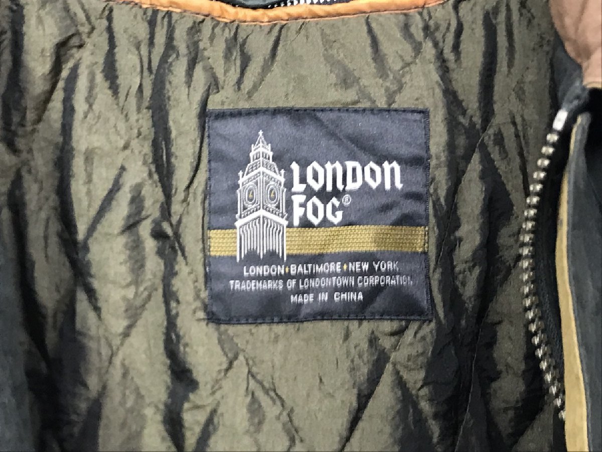 80s~ 古着 LONDON FOG ロンドンフォグ レザー切り替え ライナー付き コート ハーフコート サイズ：S カラー：オリーブ_画像8