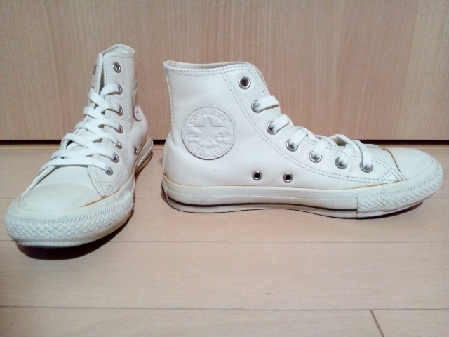 CONVERSE コンバース Margaret Howell マーガレットハウエル LEA ALL STAR HI MHL レザーオールスターハイエムエイチエル コラボ 白 23.5cm_画像2