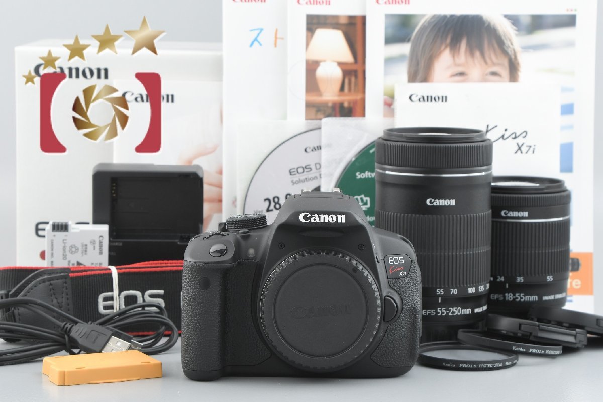 完動品】Canon 一眼レフEOS Kiss X2 ダブルズームキット-