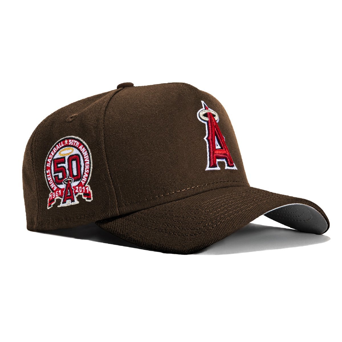 NEW ERA ニューエラ キャップ ロサンゼルス エンゼルス MLB 9FORTY A-FRAME LOS ANGELES ANGELS 50TH ANNIVERSARY PATCH SNAPBACK BROWN