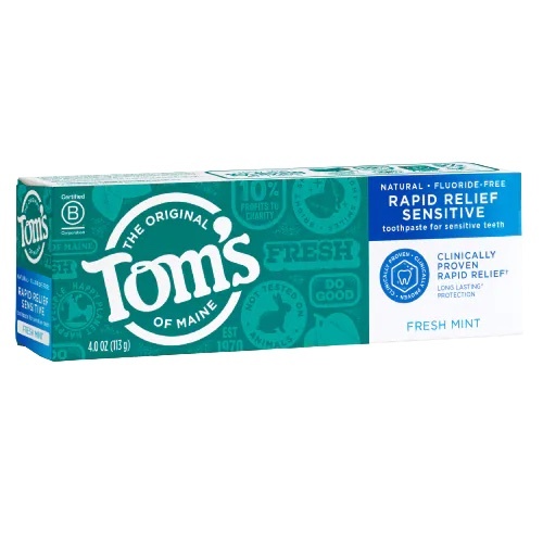  Tom z.... for tooth paste nature .TOM\'S OF MAINE FLUORIDE-FREE RAPID RELIEF SENSITIVE TOOTHPASTE 4OZ