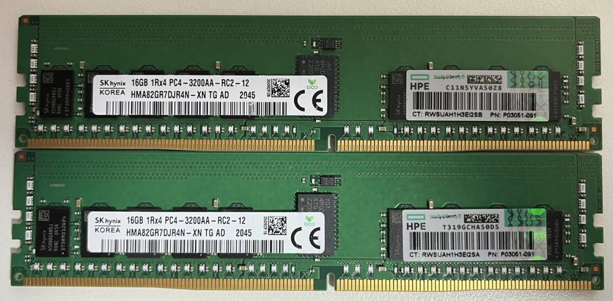 ★ HP 純正 DDR4 PC4-3200AA 32GB(16GB 2EA) Registered ECC メモリー ★
