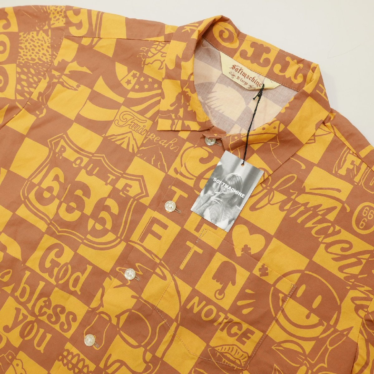 SOFTMACHINE ソフトマシーン PUZZLE SHIRTS S/S パズル スカル 半袖コットン シャツ YELLOW XL_画像3