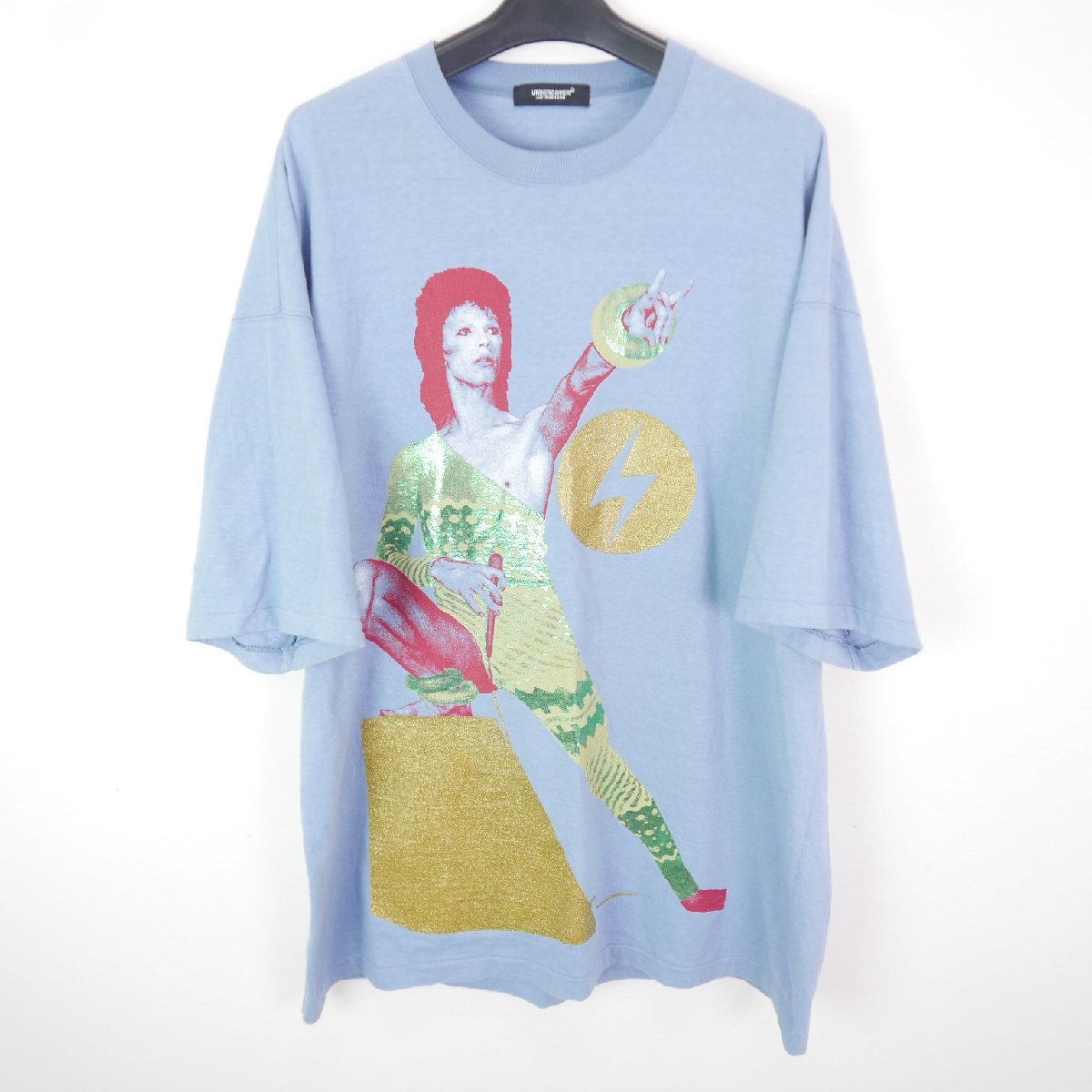 UNDERCOVER アンダーカバー David Bowie デヴィッド ボウイ ビックシルエット フリーサイズ 半袖Tシャツ BLUE F_画像1