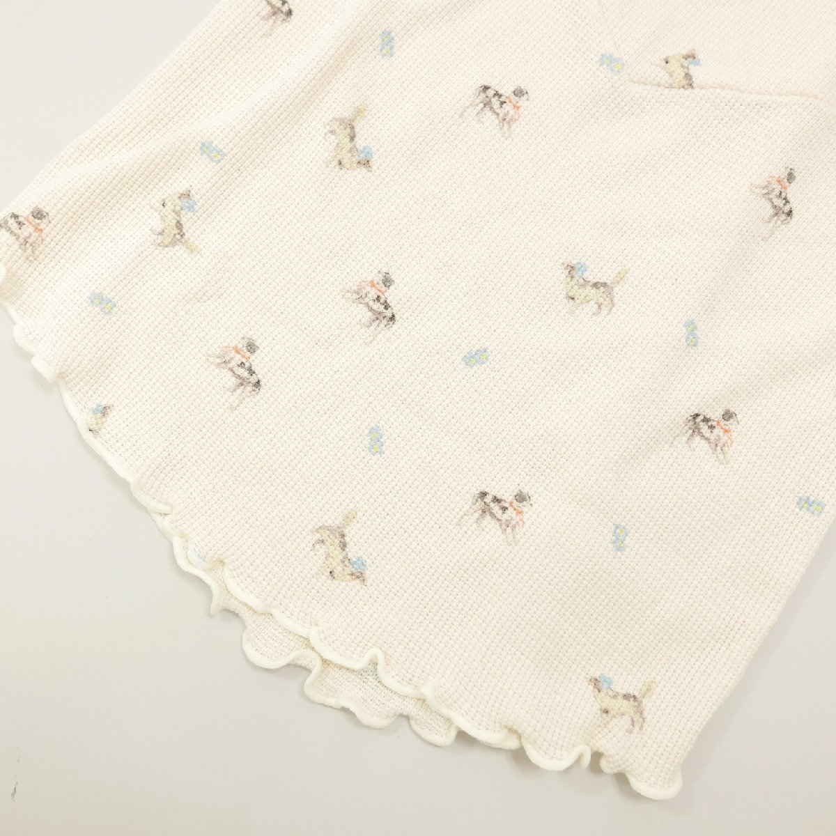 DECO depuis 1985 deco te.pyu chair 1985 uneune waffle tops dog 90 lady's piping thermal dog pattern waffle long T IVORY FREE