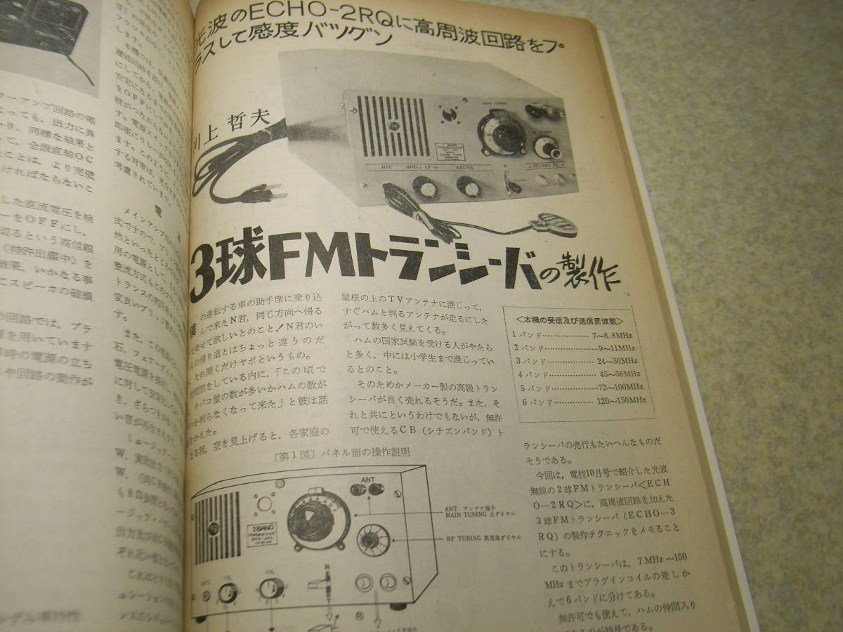 電波技術　1972年12月号　光波無線エコーECHO-3RQ/3球FMトランシーバーキットの製作　6CA7/6080/801各アンプ製作　パイオニアSA710全回路図_画像3