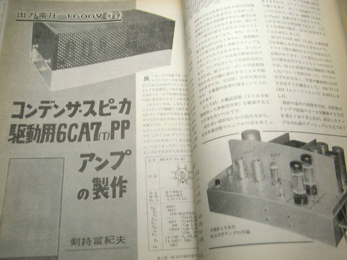 ラジオ技術　1969年9月号　トリオTR-7100トランシーバの詳細と全回路図　6CA7/6GA4/6CA10各真空管アンプの製作　オーディオ総合測定器_画像7