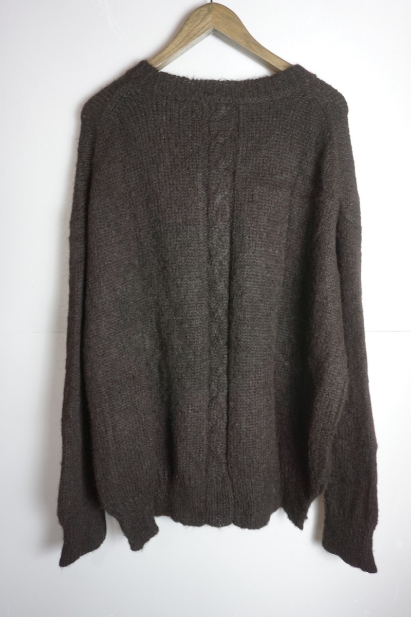 美品21AW MARKAWAREマーカウェア BLACK ALPACA CABLE PULL OVER アルパカ スリット ニット セーター A21C-19SW01C 茶328N▲_画像2