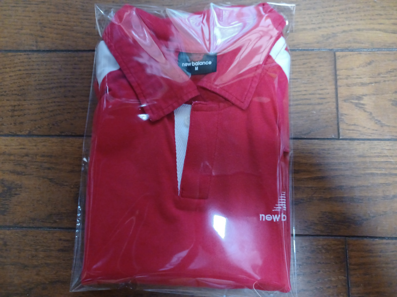 new balance ポロシャツ　Mサイズ　赤×白　　_画像5