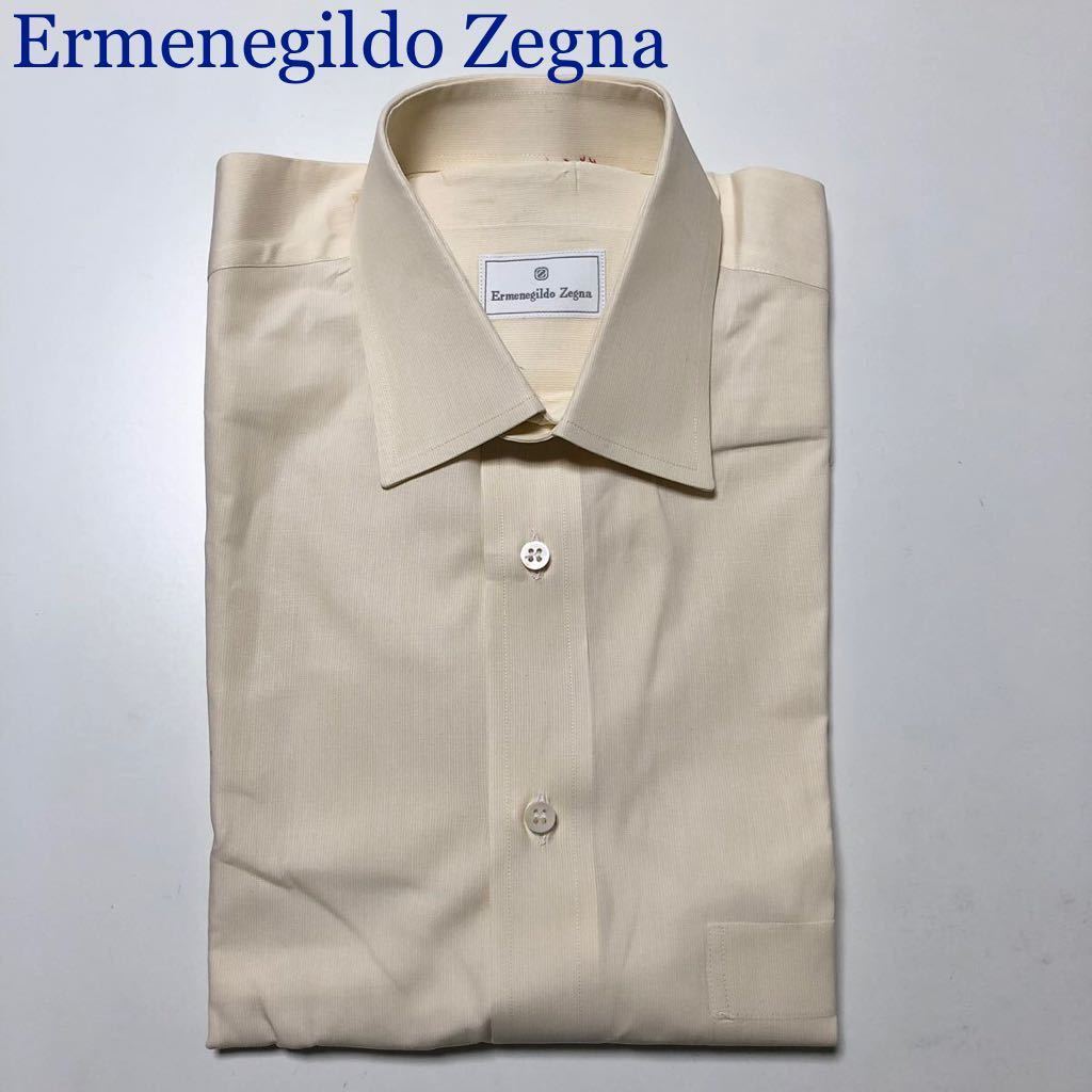 ■未使用同然■Ermenegildo Zegna エルメネジルドゼニア　コットンYシャツ　ワイシャツ　39・15 1/2(Lサイズ相当) クリーム色　スペイン製_画像1