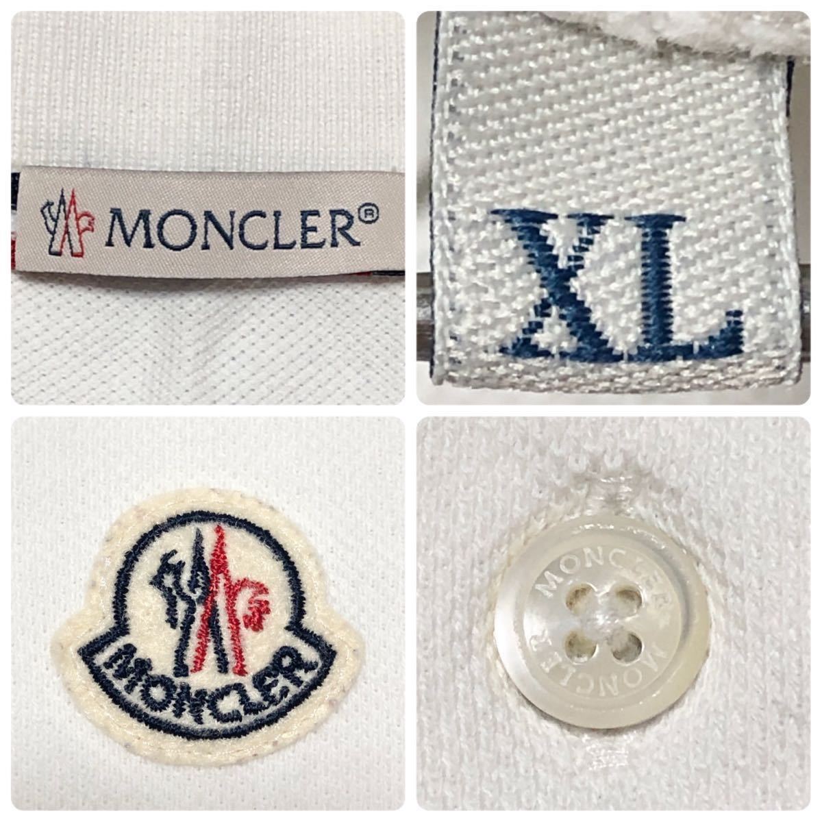 ■美品■希少な大きめサイズ■MONCLER モンクレール コットンポロシャツ 半袖　sizeXL ワッペンロゴ　ホワイト_画像6