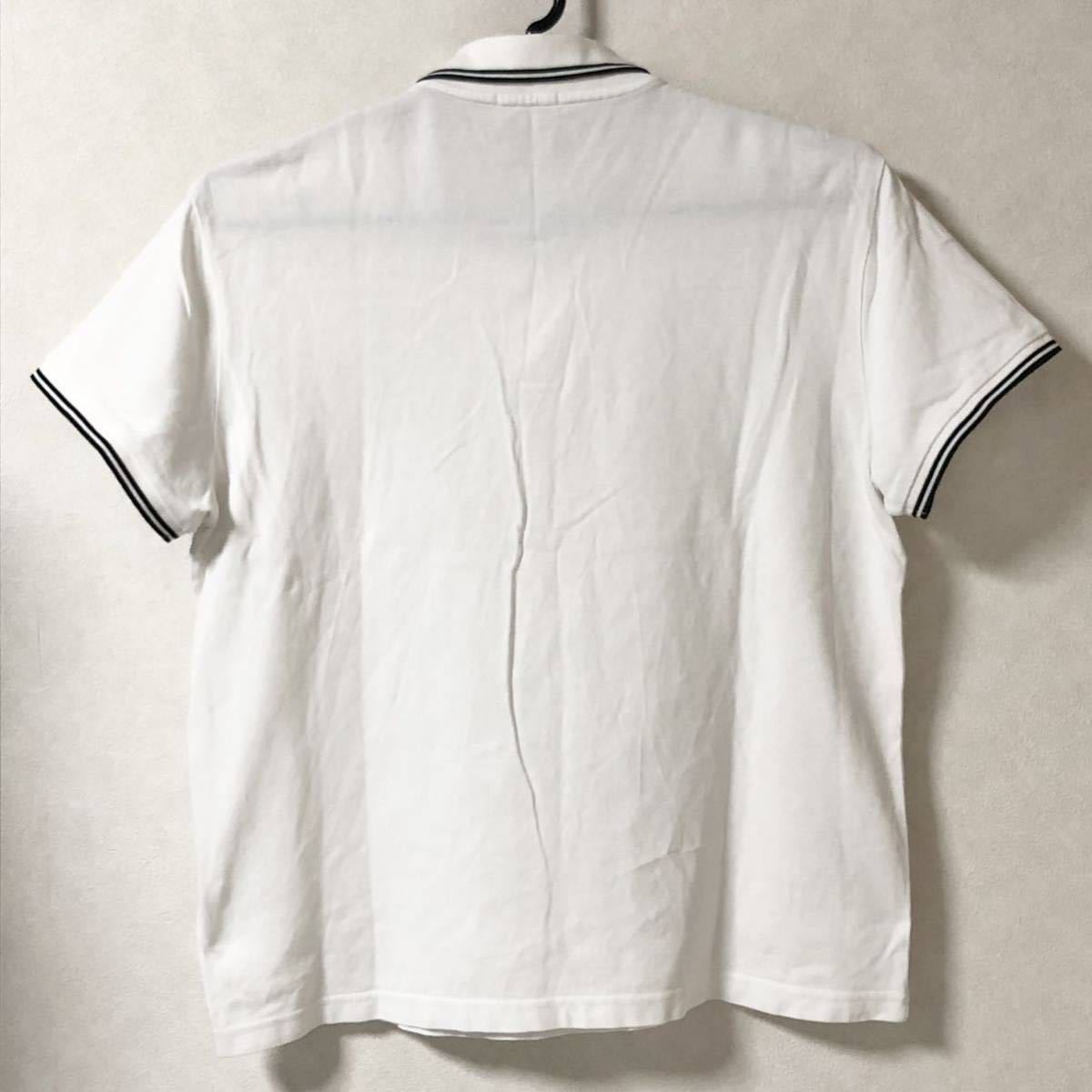■美品■希少な大きめサイズ■MONCLER モンクレール コットンポロシャツ 半袖 sizeXL ワッペンロゴ ホワイトの画像2