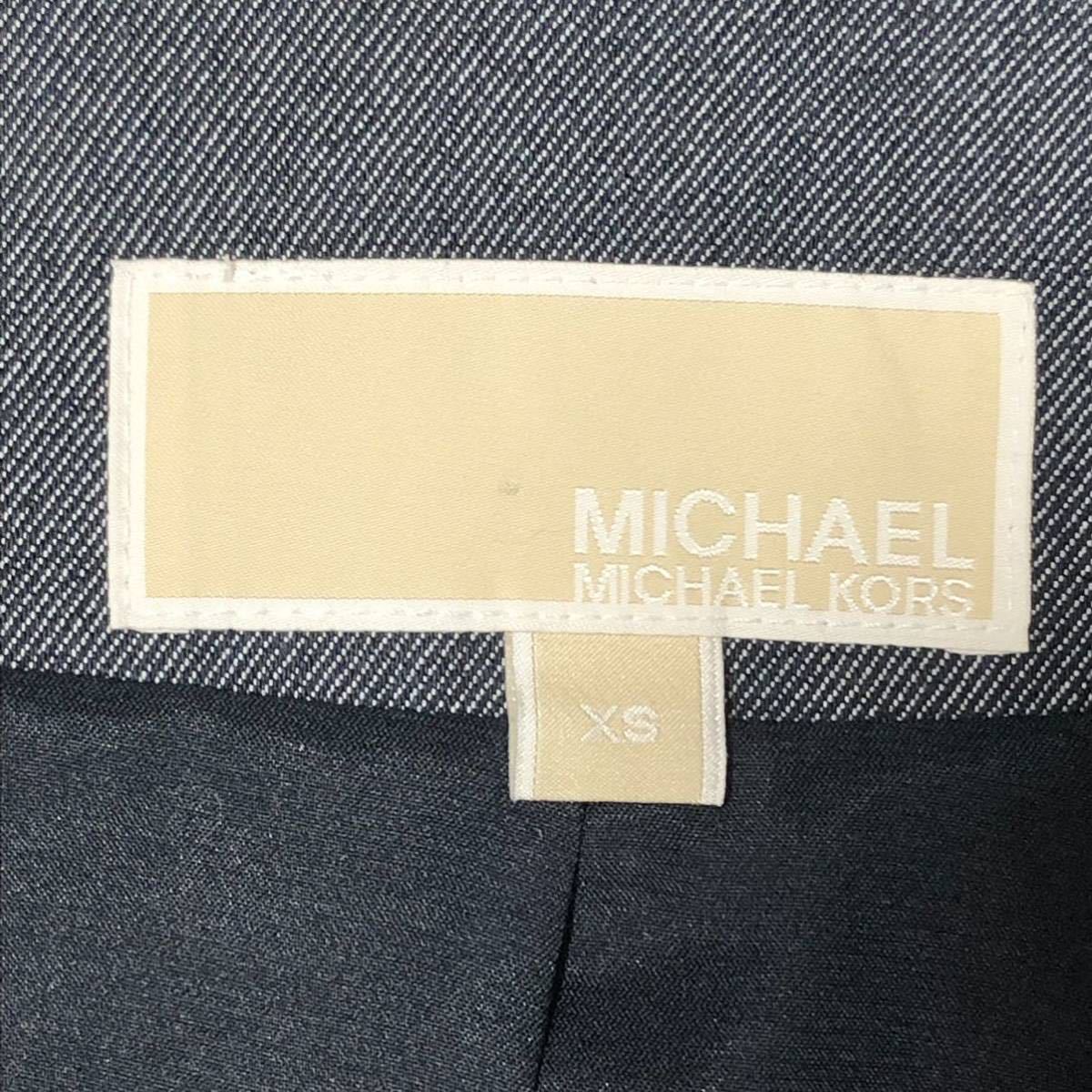 ■美品■銀座レセプション・モデル着用品と同等品■MICHAEL MICHAEL KORS 白ステッチ　ノーカラーコート　デニム風　 sizeXS インディゴ_画像9