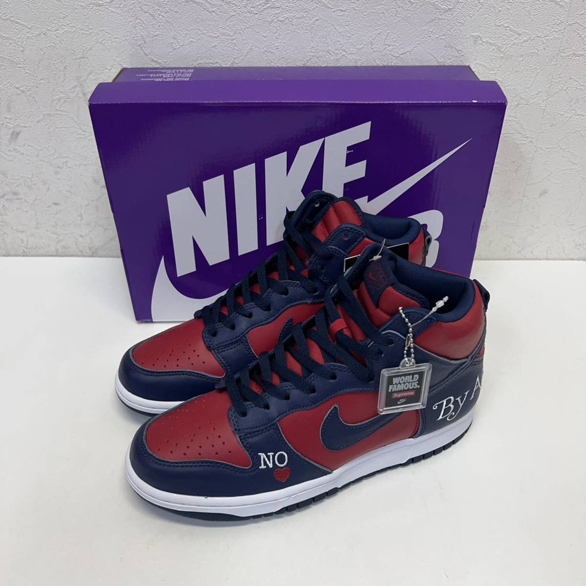 Supreme × NIKE SB Dunk High By Any Means Red/Navy-White DN3741-600 シュプリーム ナイキ SB ダンクハイ size US 9.5 新品未使用品_画像2