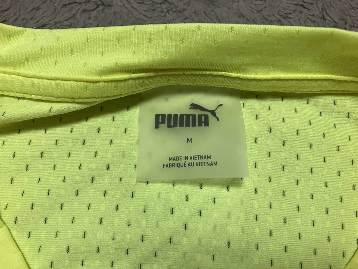 ★美品★PUMA プーマ メッシュ Tシャツ 蛍光イエロー メンズ Mサイズ 黄色 蛍光グリーン DRYCELL ドライセル_画像3