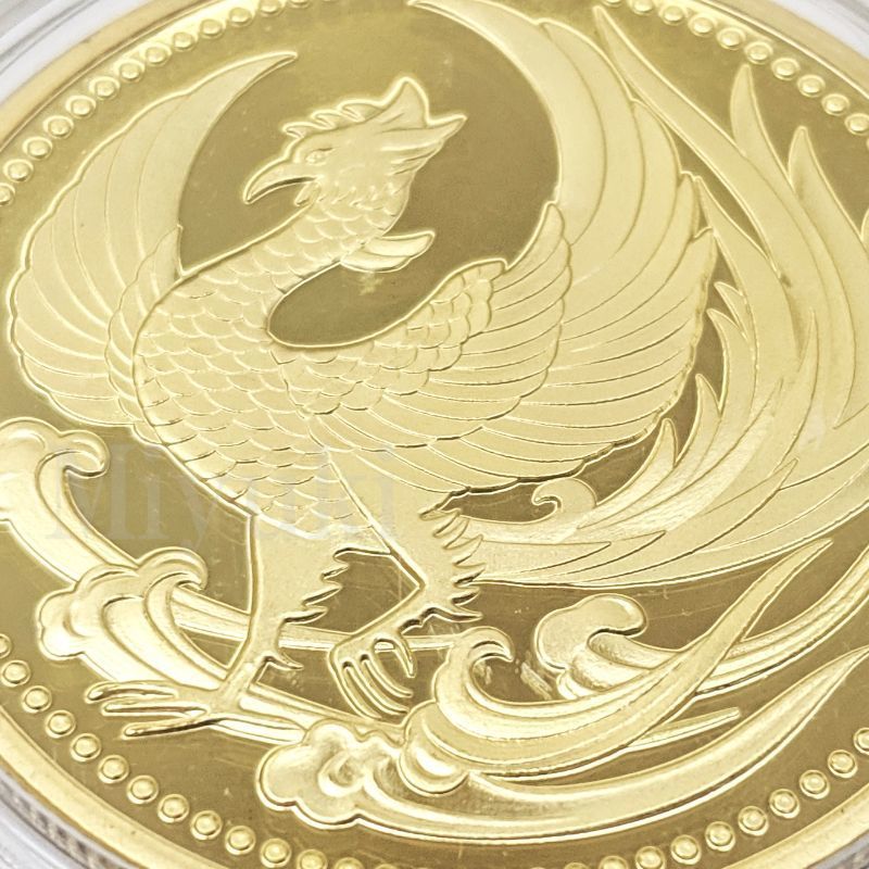 匿名配送 金色 ゴールド コイン メダル 40mm 記念コイン プラケースあり 鳳凰 菊の御紋 菊紋 コレクションコイン_画像3