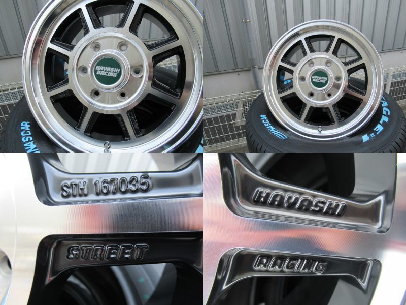 HAYASHI RACING TYPE STH 16x7 +35 6-139.7 ブラックポリッシュ GOODYEAR NASCAR 215/65R16セット 200系ハイエース ハヤシ ストリート_画像2